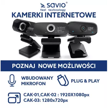 Savio tīmekļa kamera USB Full HD ar iebūvētu mikrofonu