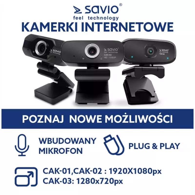Savio tīmekļa kamera USB Full HD ar iebūvētu mikrofonu