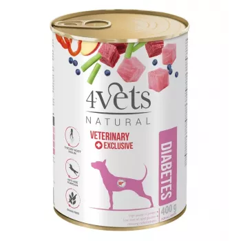 4vets Natural Diabetes 400 g — veterinārā diēta pieaugušiem suņiem ar diabētu, tītars