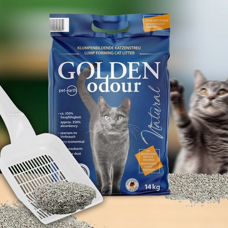 Kaķu pakaiši Golden Grey 7 kg – bentonīta salipšanas pakaiši, bez putekļiem, smaku kontrole