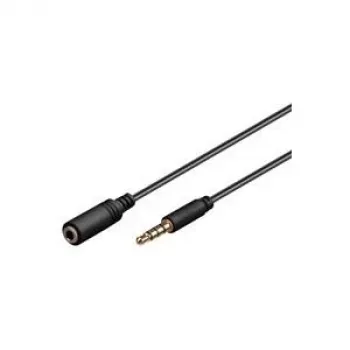 Wentronic Goobay 3,5 mm ligzdu pagarinātājs, melns, 1 m - 3,5 mm spraudnis (4 kontaktu, stereo) > 3,5 mm ligzda (4 kontaktu, stereo) (62477)