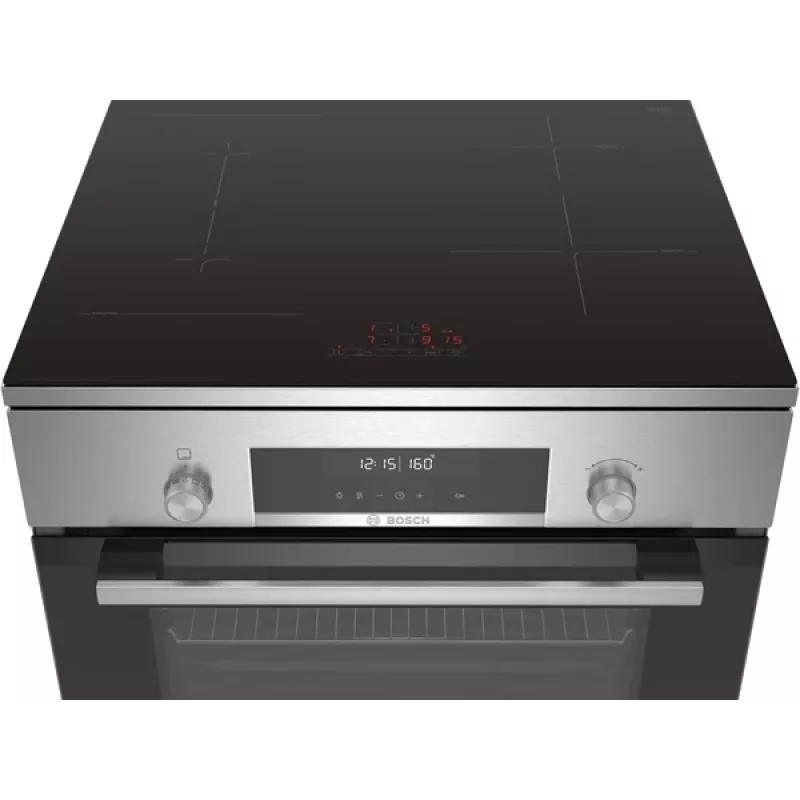 Bosch HLS79Y351U Series 6 Brīvstāvoša Plīts, Indukcijas Virsma, Elektriskā Cepeškrāsns, 63 L, Nerūsējošais Tērauds, 60 cm