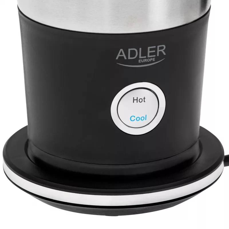 Automātiskais piena putotājs Adler AD 4497 — nerūsējošais tērauds, 600W, puto 120 ml / silda 300 ml, karstā un aukstā