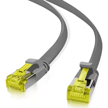 Helos Patch-Cable RJ-45 (Tēviņš) uz RJ-45 (Tēviņš) - 50 cm - U/FTP - CAT 6a - Plakans - Pelēks