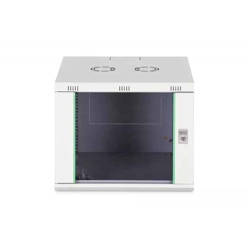 Sienas stiprināms 19 collu skapis DIGITUS Dynamic-N DN-37106 — 9U, 600x600 mm, IP20, atslēgas slēdzene