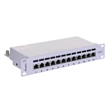 Patch panel LANBERG PPF6-9012-S, 12 portu, metāla, pelēks, 1U, 215×130×44.5 mm