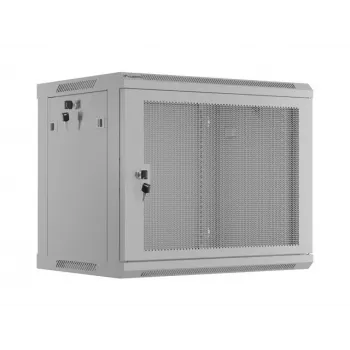 Lanberg WF01 19 inch 9U 600x450 pelēks sienas stiprinājuma skapis ar perforētām durvīm