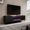 TV skapis Cama Meble ONDA ar elektrisko kamīnu 1805×400×580 mm, melns, skaidu plātnes virsma (stāvošs vai pie sienas)
