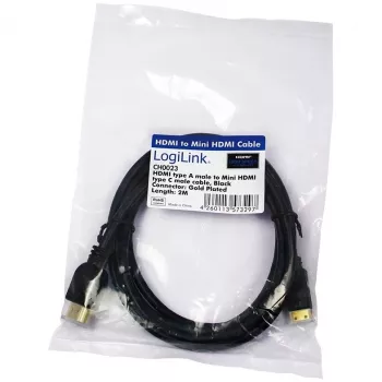 HDMI kabelis LogiLink CH0023 2m HDMI Type A uz Type C Melns