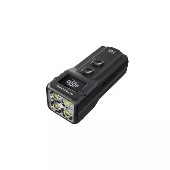 Atslēgu piekariņa lukturītis Nitecore T4K — 4 LED, 1000 lm, USB uzlāde, IP54, triecienizturīgs, 82.3 mm, 77 g