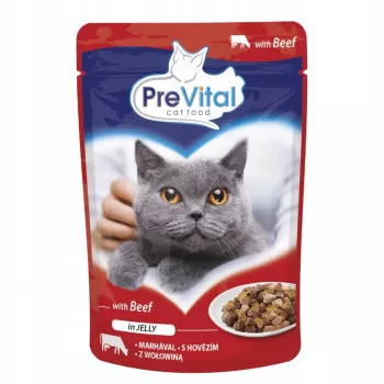 PREVITAL Liellopu gaļa želejā - mitrā kaķu barība - 100g