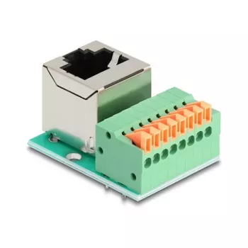 DeLOCK 90653 kabeļa dzimuma mainītājs RJ45 8 kontaktu spaiļu bloks Zaļš Sudrabs