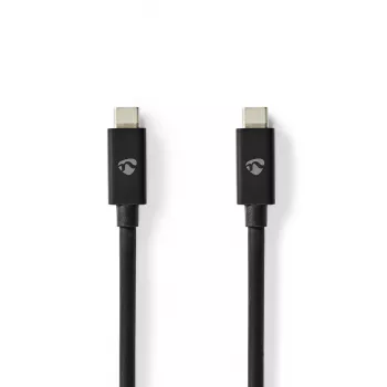 Nedis USB-C 4.0 Gen 3x2 kabelis 1m, 240W, 8K@60Hz, 40Gbps, niķelēts, apaļš, PVC, melns (CCGB66040BK10)