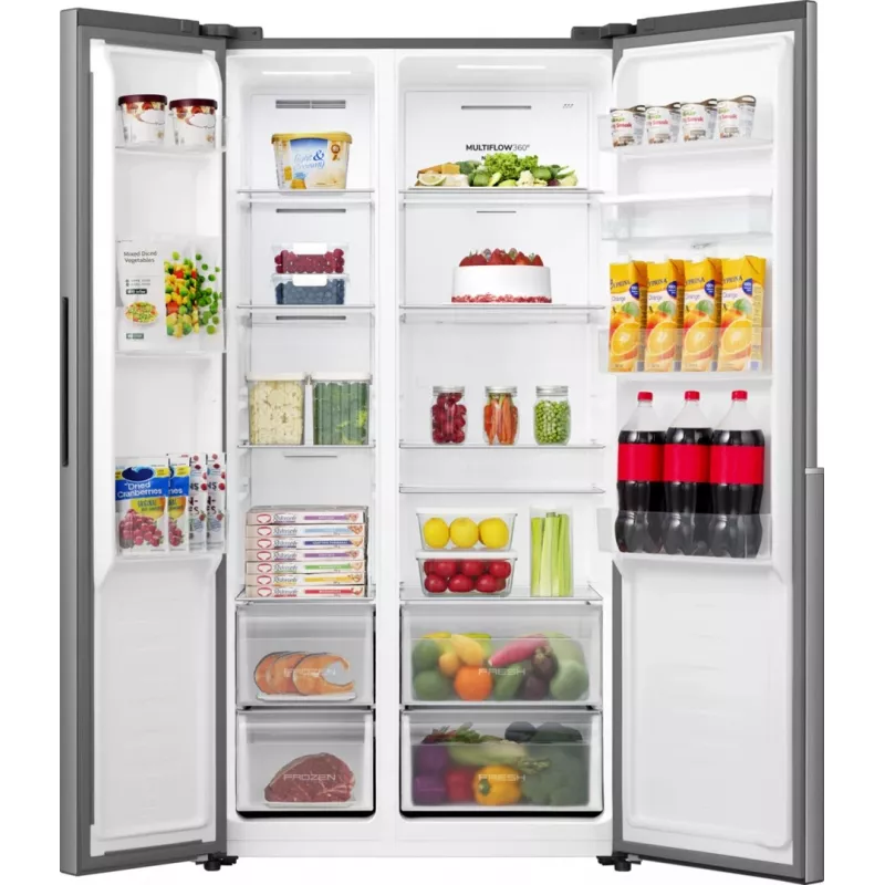 Gorenje HZF55082 NRS917E41XWD G400 Brīvstāvošs Amerikāņu stila ledusskapis, Pelēks, 2 durvis, Skārienvadība, LED