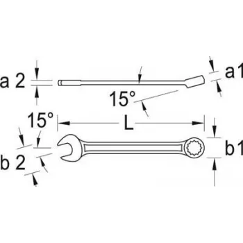 Kombinētā uzgriežņu atslēga Gedore 6101190, dziļums 115 mm, augstums 60 mm, svars 392 g