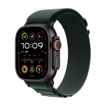APPLE Watch Ultra 2 GPS + Cellular 49mm Melna titāna korpuss ar Tumši zaļu Alpine cilpu - Liels
