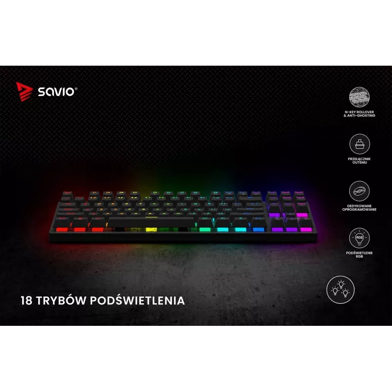 Savio mehāniskā tastatūra RGB Tempest X2 Outemu Brown