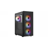 PC korpuss AEROCOOL PGS DESIGNER-G-BK-v1 ATX midi tornis, rūdīts stikls, 4 RGB ventilatori, atbalsta ATX, GPU 34.5 cm, CPU dzesētājs 158 mm