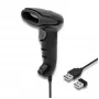 Rokas svītrkodu lasītājs QOLTEC 50868 — 1D/2D lāzera skeneris, USB vads un bezvadu, darba attālums 600 mm, melns
