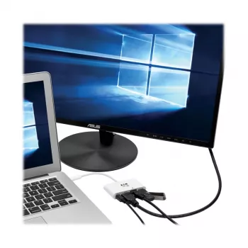 USB-C daudzportu adapteris - HDMI, USB 3.2 Gen 1 ports, Gigabit Ethernet, 60W PD uzlāde, HDCP, balts U444-06N-HGU-C