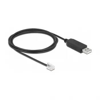 Adapterkabelis DeLOCK USB Type-A uz Serial RS-232 RJ12 ar ESD aizsardzību 2 m Melns