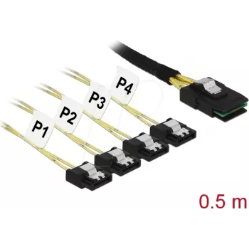 DeLOCK 85800 Mini SAS SFF-8087 kabelis 0.5m Melns