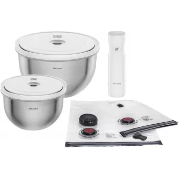 ZWILLING Fresh&Save Bowl Starter Set 9-daļīgs nerūsējošā tērauda vakuuma bļodu komplekts