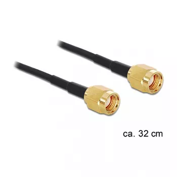 Koaksiālais kabelis DeLOCK 88475 0,32m RP-SMA Zelts Melns