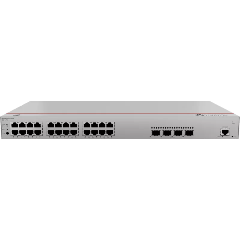 Slēdzis HUAWEI S220-24P4X — 24 x Gigabit RJ-45, 4 x SFP+, PoE, 1U pelēks
