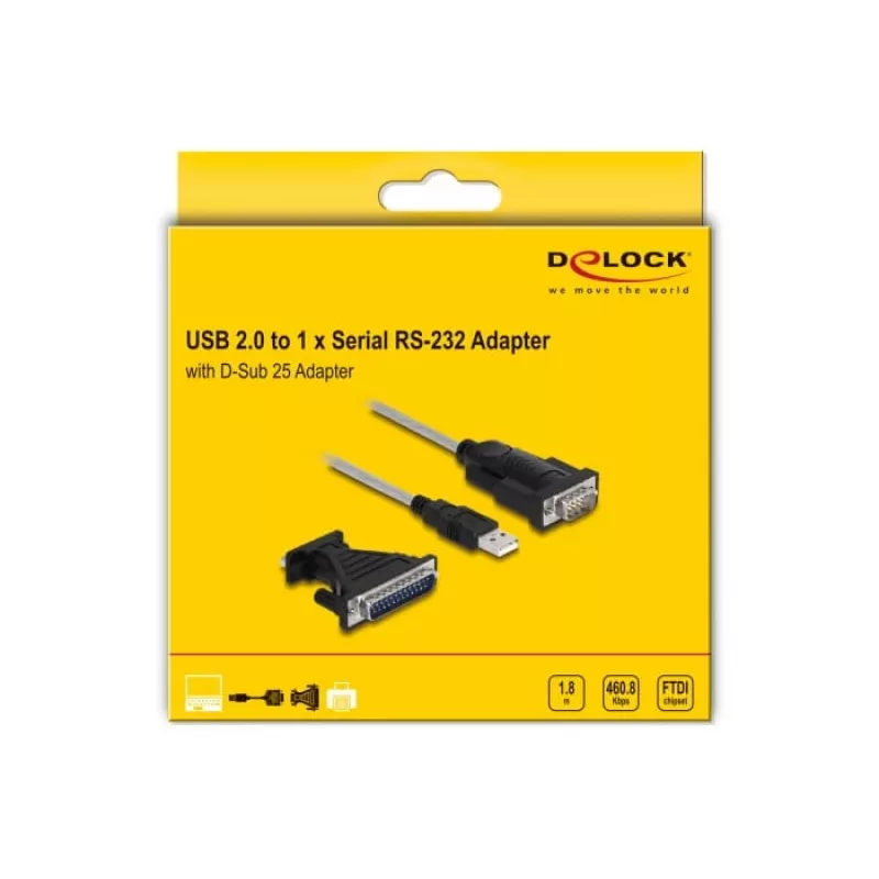 DeLOCK Adapter USB 2.0 Type-A uz Serial RS-232 D-Sub 9 + D-Sub 25