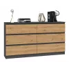 Kumode Top e Shop M6 140 ANT/ART, 6 atvilktnes, Antracīts Ozols, 1380×750×400 mm