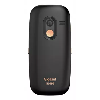 Senioru mobilais telefons Gigaset GL695 — 2,31 collu (5,87 cm) displejs, 240×320, Single SIM, 4G, 2 MP kamera, 1400 mAh, Melns