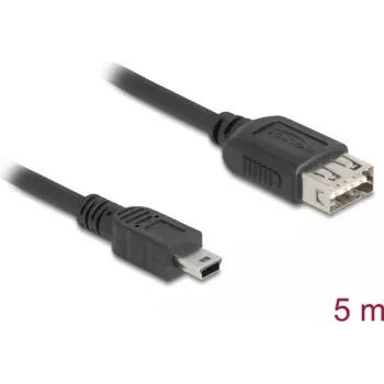DeLOCK USB kabelis USB 2.0 5m Mini-USB B USB A Melns