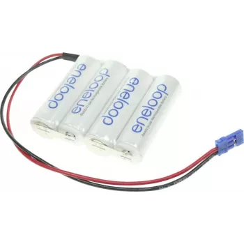 Panasonic akumulatoru bloks 4 Mignon (AA) ar kabeli un spraudni, NiMH eneloop sērija F1x4 Graupner 4,8 V 1900 mAh (124006)