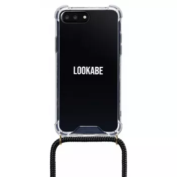 Phone necklace maciņš Lookabe iPhone 7/8 Plus — zelta ķēde, melns maciņš