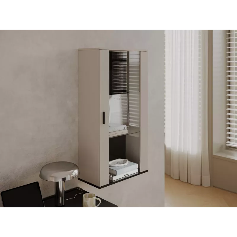 Piekaramais skapis SOHO S2 60x29x112 cm — smilškrēsns/melns