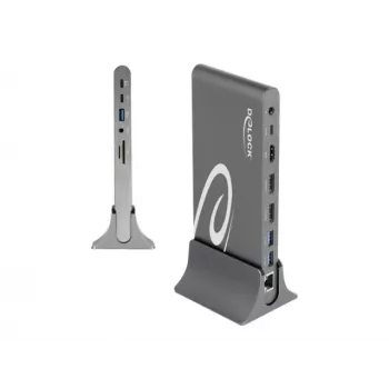 Docking Station DeLOCK USB-C DP 1.4 Trīs 4K Displeji