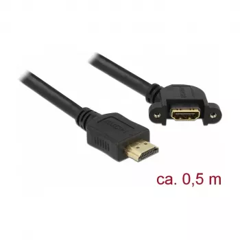 HDMI pagarinātājs DeLOCK 85467 0,5m Type A vīrietis-sieviete Melns
