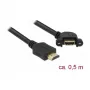 HDMI pagarinātājs DeLOCK 85467 0,5m Type A vīrietis-sieviete Melns