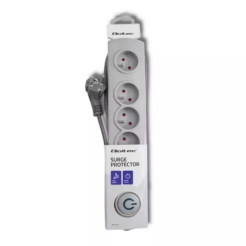 Pārsprieguma aizsargs Qoltec 50272 Pelēks 5 AC Kontaktligzdas 230V 3m