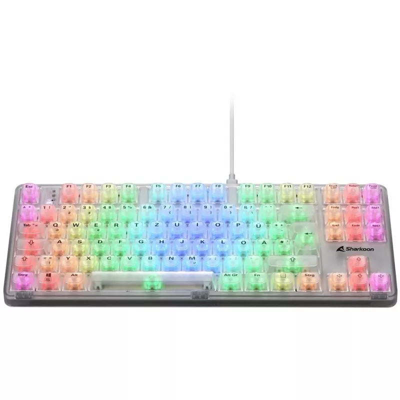 Crystal Shark, Gaming tastatūra balta, DE-izvietojums, KTT