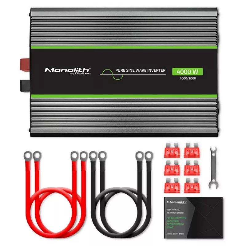 Qoltec Monolith automobiļa invertors 4000 W Melns