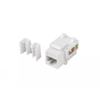 Keystone modulis LANBERG KSU6-1090, Cat6 U/UTP plakanais, RJ-45 vīrietis uz LSA sieviete, AWG 22/26, 14.5×16.1 mm, balts
