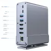 Gembird 15-in-1 USB Type-C daudzportu adapteris A-CF-COMBO15-01 — USB 3.2 Gen 2, 4× Type-C, 2× HDMI, DisplayPort, PD 3.0, SD karšu lasītājs, Gigabit LAN, 3.5 mm audio, pelēks