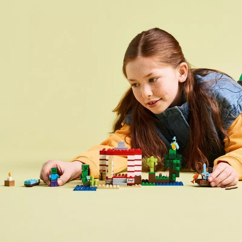 LEGO Minecraft komplekts 21275 TNT Džungļu māja, 287 gabali, 2 minifigūras, vecumam 8+
