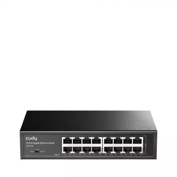Tīkla slēdzis Cudy GS1016 — 16 portu Gigabit Ethernet (10/100/1000), 32 Gbit/s komutācija, montējams statīvā, barošana no tīkla