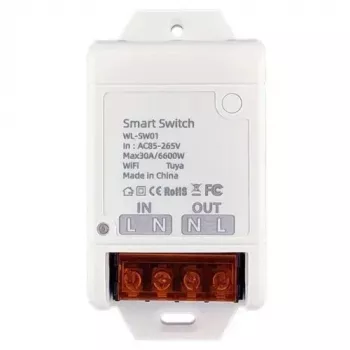 TUYA išmanusis 1 kanalo jungiklis, Wi-Fi, 30A, AC 100-240V, 6600W