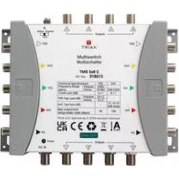 TRIAX TMS 5x8 C Kaskādes Multiswitch bez barošanas 4SAT+1zemes izejas 8-virzienu 318613