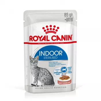 Slapjā barība kaķiem Royal Canin Indoor Sterilized 12 x 85 g — mājputni, sterilizēti pieauguši iekštelpu kaķi
