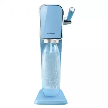 Gāzētājs SODASTREAM Art Blue Steel — 1 L plastmasas pudele, 60 L oglekļa dioksīda baloniņš, 173×245×430 mm